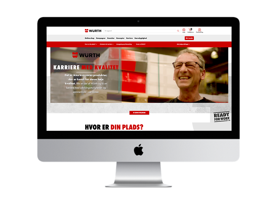 computer screen with wurths career site on