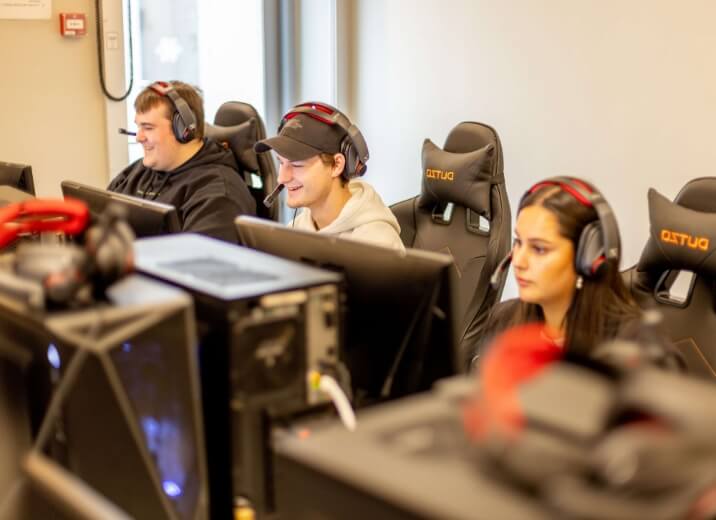 Kollegaer der gamer foran computere