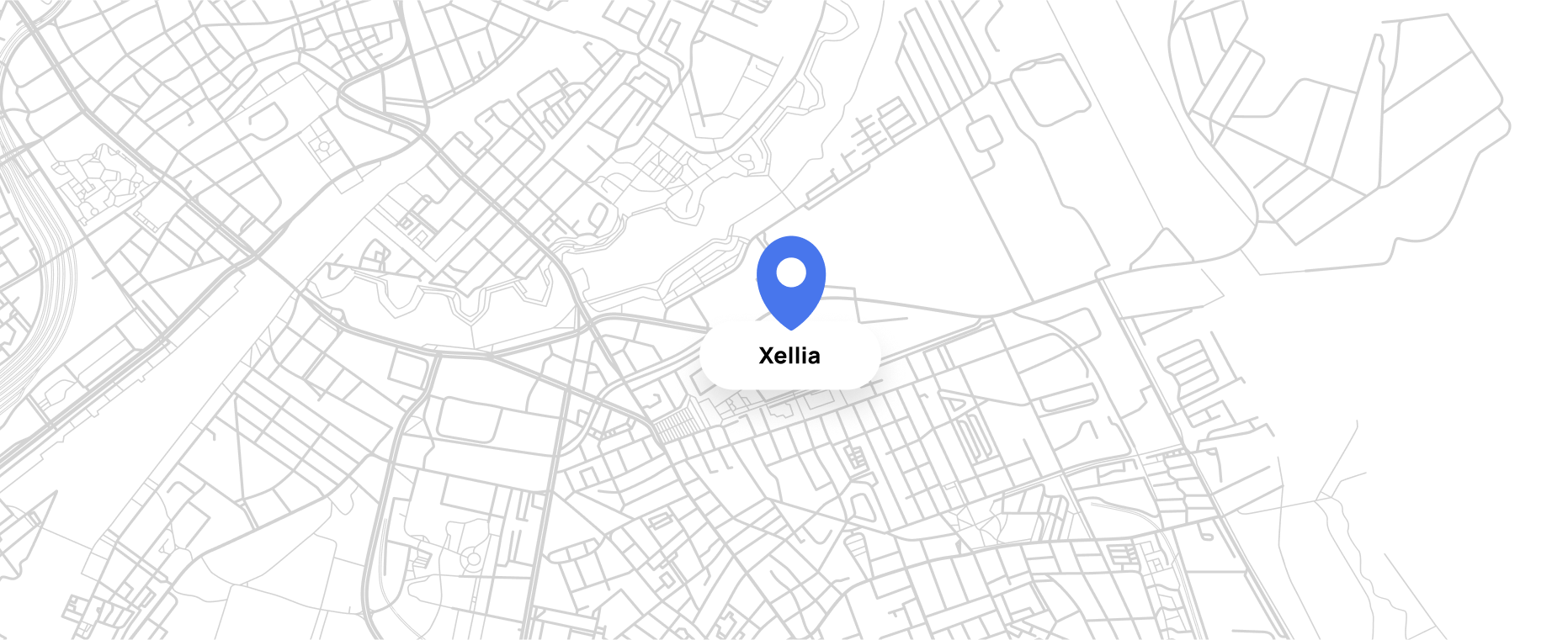 Kort af Xellia´s placering i København. Xellia har hovedkontor på Amager.