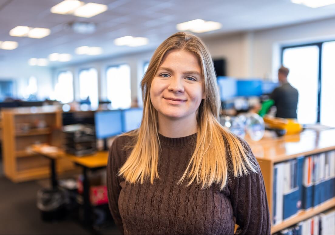 Mathilde Mai Mikkelsen, handelselev i internt salg.